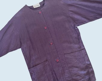 Vintage DIANE VON FURSTENBERG Purple Linen 1980s Jacket Blazer Sz S