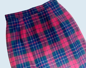 Vintage Casual Corner Plaid Wool Blend Skirt Size Small