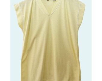Vintage JASON MAXWELL Cap Sleeve Yellow Top Shirt Tee 90s / 00s Size S