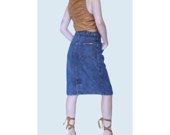 Vintage JORDACHE 90s Acid Washed Knee Length Denim Skirt Size 25