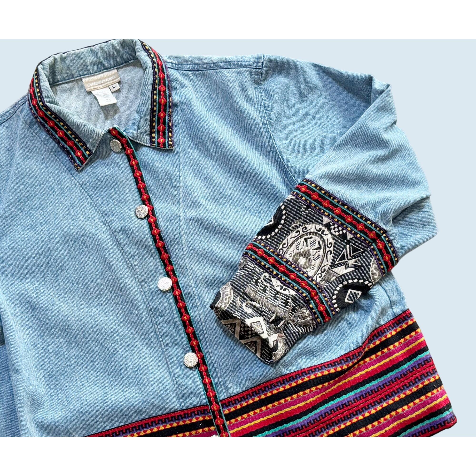 COLDWATER CREEK Vintage Southwest Inspired Denim Jacket 90s 00s