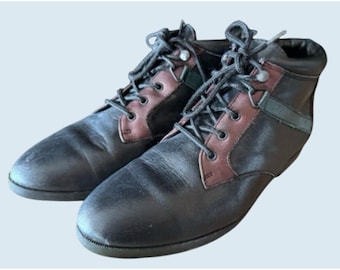 Vintage DANEXX Lace Up Booties 80s / 90s Black Green Burgundy Size. 6.5