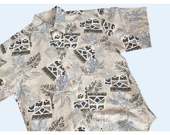 Vintage BUGLE BOY Co. 1990s Short Sleeve Geometric Tropical Shirt Sz L