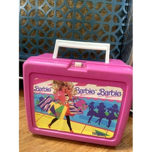Vintage BARBIE Lunch Box & Thermos 1990 Mattel Pink