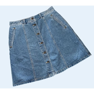 Vintage Liz Wear /  Liz Claiborne 80s / 90s Button Front Denim Skirt Sz 29