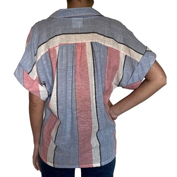 Vintage Striped Short Sleeve Top Shirt Blouse - image 3