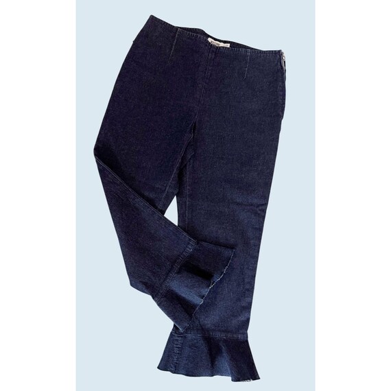 Vintage MOSCHINO 90s Y2K Ruffle Hem Cropped Jeans Size 6