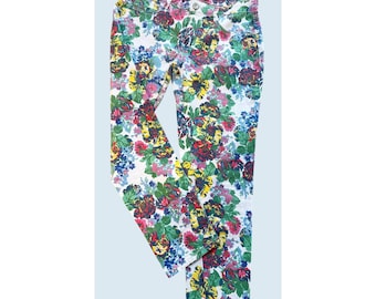 Vintage JEANBAY Floral Mid Rise Straight Leg 1990s Jeans Size 28