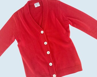 Vintage SEARS Orange Red Cardigan Sweater 60s / 70s Size Med