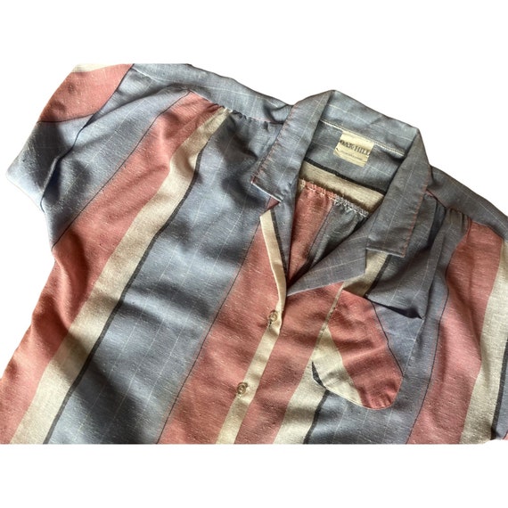 Vintage Striped Short Sleeve Top Shirt Blouse - image 5