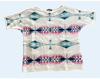 Vintage CHAPS Southwest Inspired Short Sleeve Sweater Size M