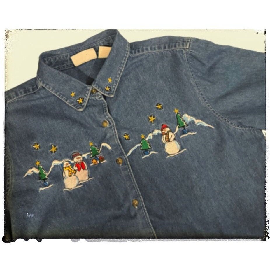 Holiday Denim Shirt - Etsy Holiday Denim Shirt - Etsy