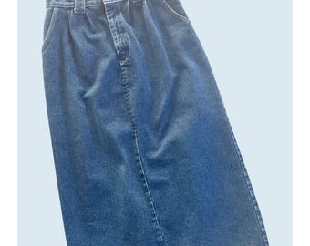 Vintage CROSSROADS Denim Midi Back Slit Skirt 90s / 00s Size 29