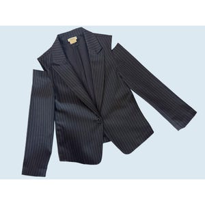 Vintage MISS SIXTY Y2K Pin Striped Black Cold Shoulder Blazer Size XS