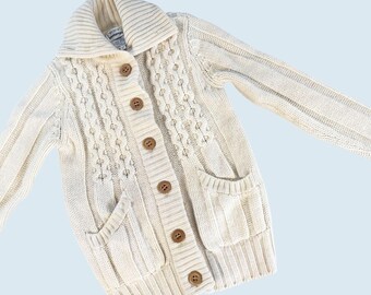 Vintage BAMBERGER'S Wool Cream Cardigan Sweater 70s / 80s Sz S