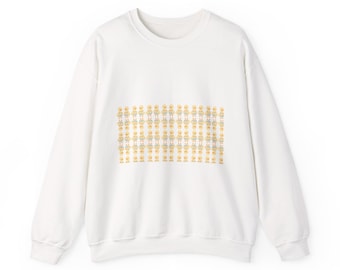 Embroidered Chick Pattern Sweatshirt – Relaxed Fit Cotton-Poly Blend Crewneck