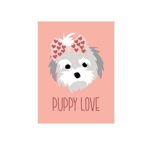 Puppy Love Druckbare Valentinstagskarten