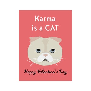Cartes de classe Karma est un chat pour la Saint-Valentin Rose Rouge Turquoise