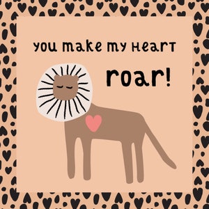 Wild Animal Printable Valentine Cards - Etsy