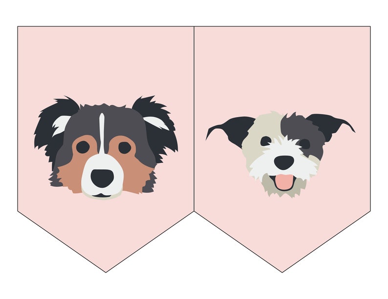 Puppy Dog Birthday Party Pink Banner for Cute Pawty Puppy Faces 2.0, Words, Let's Pawty image 4