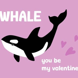 Orca Whale Classroom Valentine's Day Cards in Bright Colors Instant Download image 3