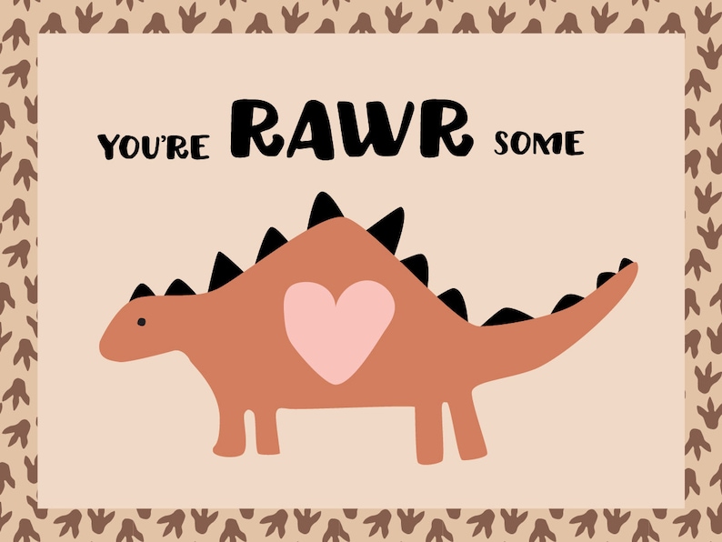 Dino-mite Dinosaur Printable Valentine Cards image 5