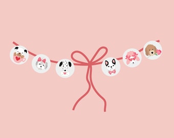Valentine Puppy Dog Circles for banners, tags, and party decor