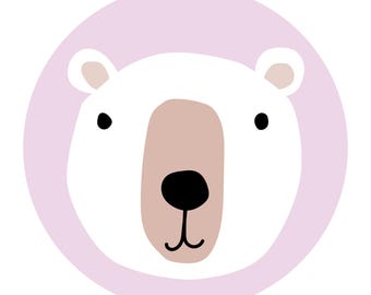 Teddy Bear Party Circles on Lavender- for Banner and Tags