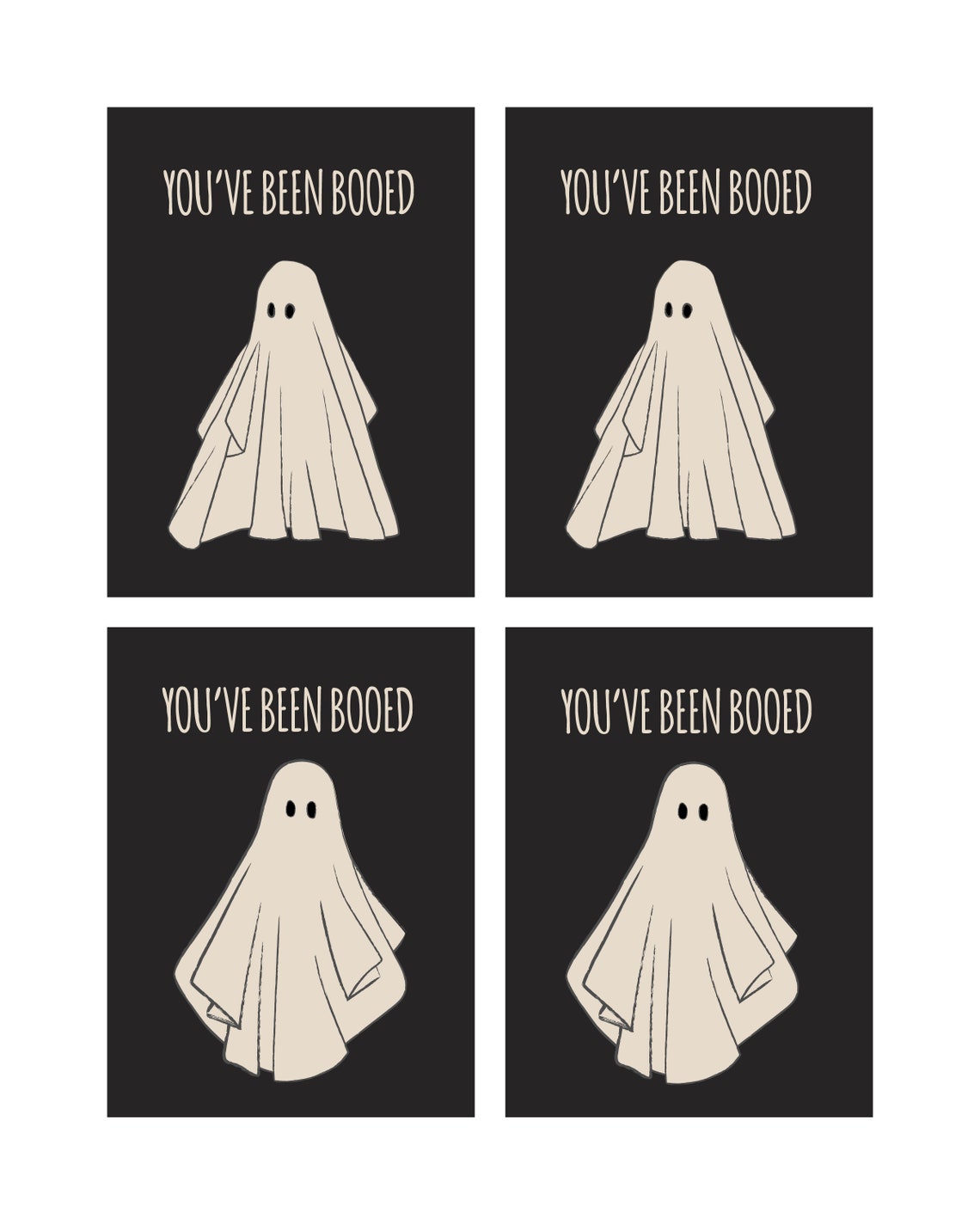 You've Been Booed Halloween Ghost and Pumpkin Cards and Tags - Etsy