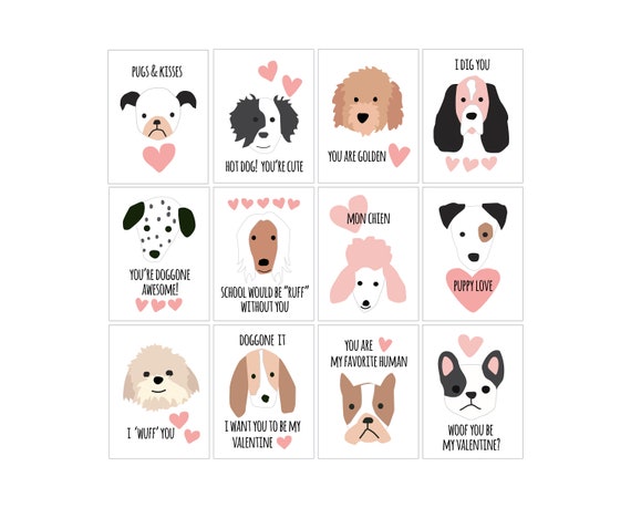 Pink Puppy Dog Valentine's Day Cards