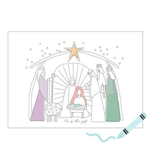 Christmas Holiday Nativity Coloring Cards Instant Download