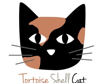 Kitty Cat Faces with Labels - Simple Cute Neutral Wall Art Posters Cards