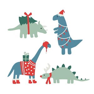 Christmas Dinosaurs - Blue