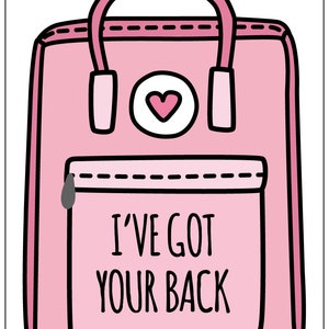 Cute Pink Backpack Valentine's Day Classroom Card perfect for adding darling Charms image 2