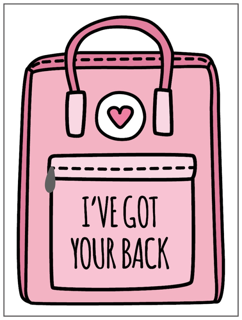 Cute Pink Backpack Valentine's Day Classroom Card perfect for adding darling Charms image 2