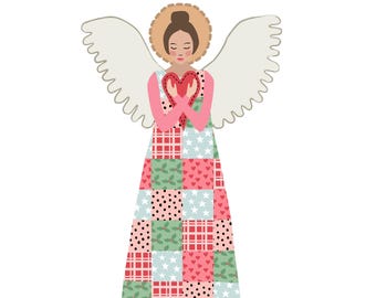 Christmas Holiday Angels Illustrations Wall Art Cards Neighbor Gifts Digital Download