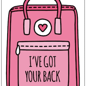 Cute Pink Backpack Valentine's Day Classroom Card perfect for adding darling Charms image 3