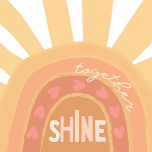Shine Together Sunshine Herzen Wandbilder, Karten, Tags und Malvorlagen