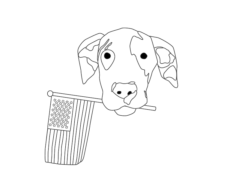 Patriotic 4th of July Puppy Dog Faces Coloring pages image 2