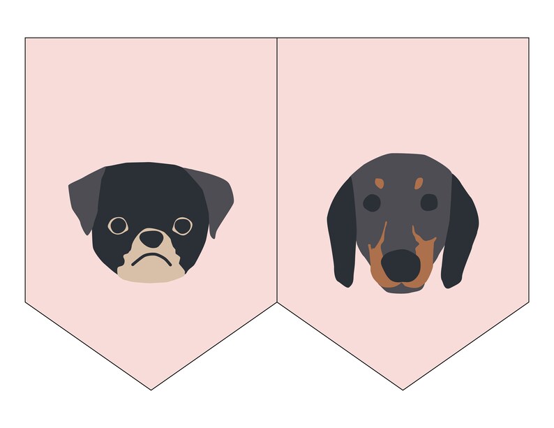 Puppy Dog Birthday Party Pink Banner for Cute Pawty Puppy Faces 2.0, Words, Let's Pawty image 2