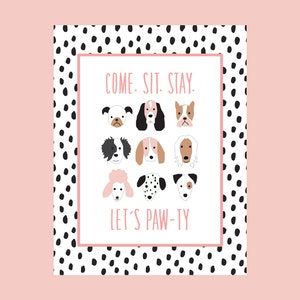 Puppy Dogs with Dalmatian Dots Cute Instant Download Birthday Party Bundle - Posters and Cards - original pups