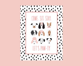 Puppy Dogs with Dalmatian Dots Cute Instant Download Birthday Party Bundle - Posters and Cards - original pups