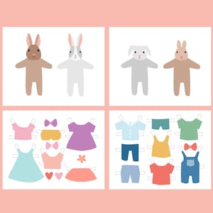 Bunny Paper Dolls Coloring Pages