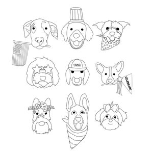 Patriotic 4th of July Puppy Dog Faces Coloring pages image 3