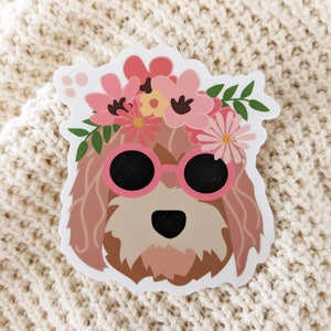 Golden Doodle with Sunglasses sticker - waterproof sticker