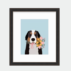 Welpen Hunde halten Blumen niedliche Wand-Kunst-Poster und Karten