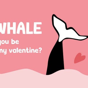 Orca Whale Classroom Valentine's Day Cards in Bright Colors Instant Download image 5