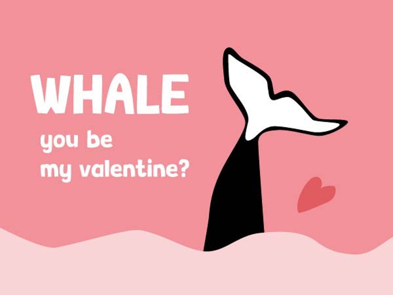 Orca Whale Classroom Valentine's Day Cards in Bright Colors Instant Download image 5