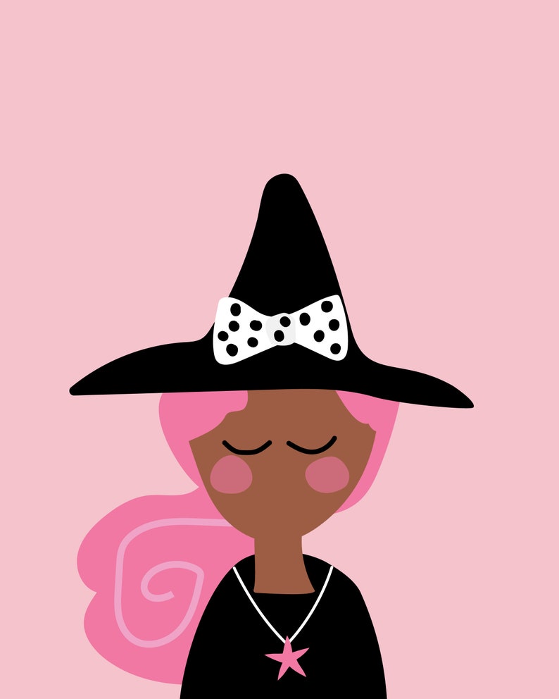 Pink Witch Faces Halloween Decor Wall Art Posters | Etsy