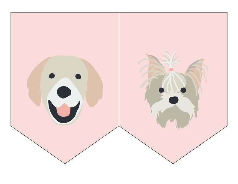 Puppy Dog Birthday Party Pink Banner for Cute Pawty Puppy Faces 2.0, Words, Let's Pawty image 6